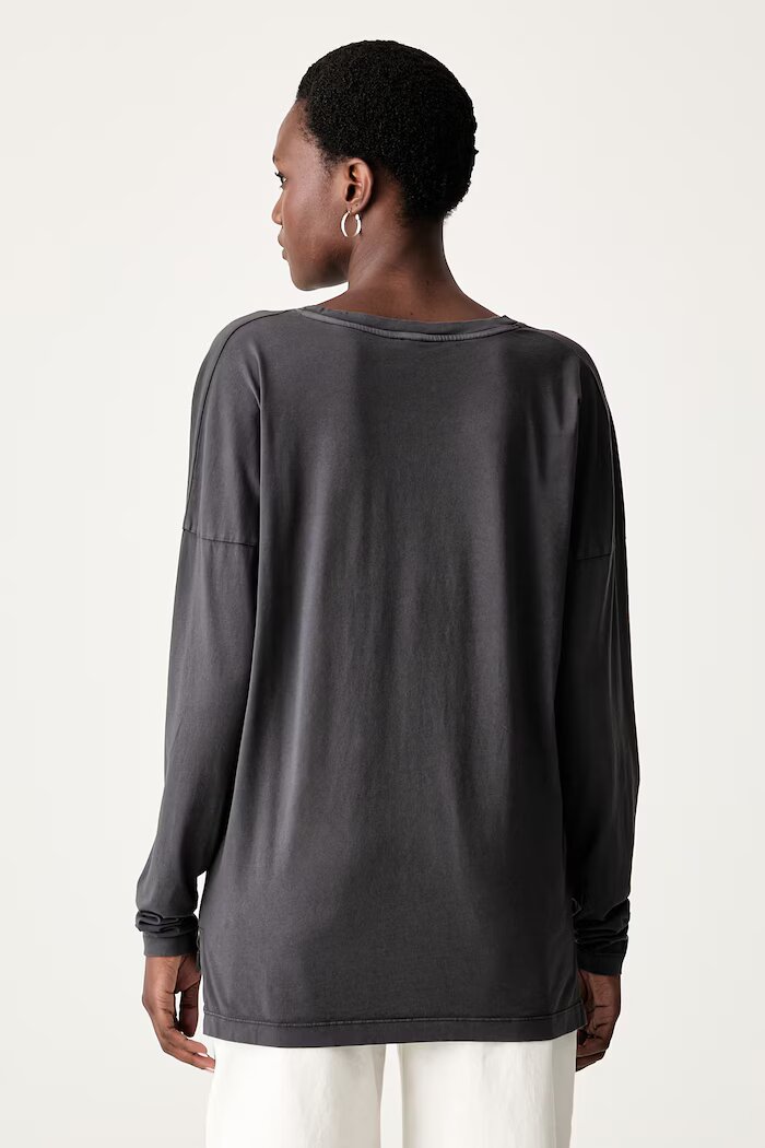 Pinko блуза с дълги ръкави дамска от памук сива 107471 A3KD