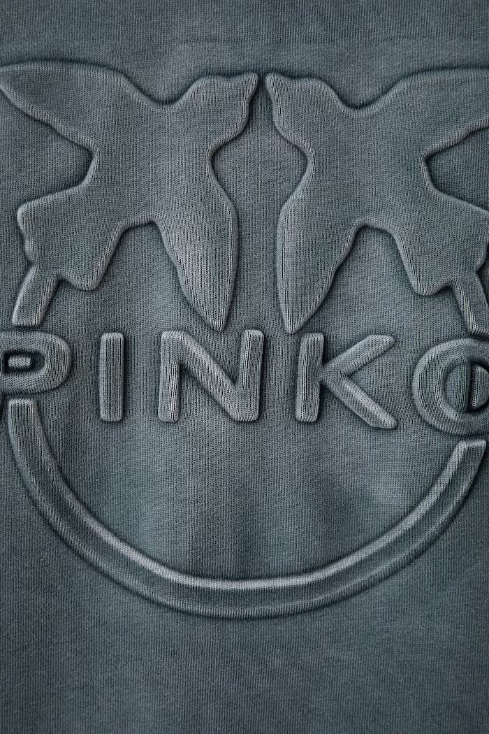 Pinko блуза с дълги ръкави дамска от памук сива 107480 A3KF
