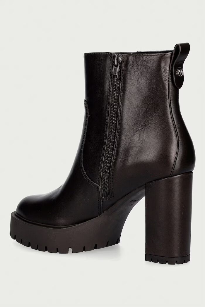 Pinko боти с дебел ток дамски от кожа Clara 01 кафяви SD0577P001L72