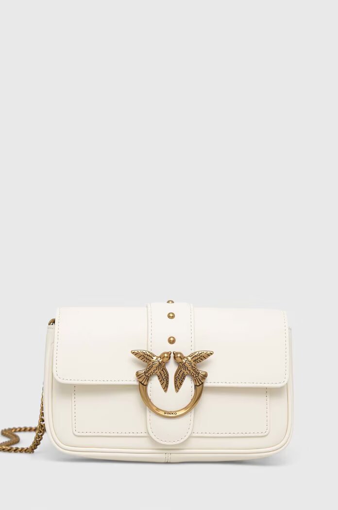 Pinko чанта crossbody дамска от кожа бяла 100061 A0F1