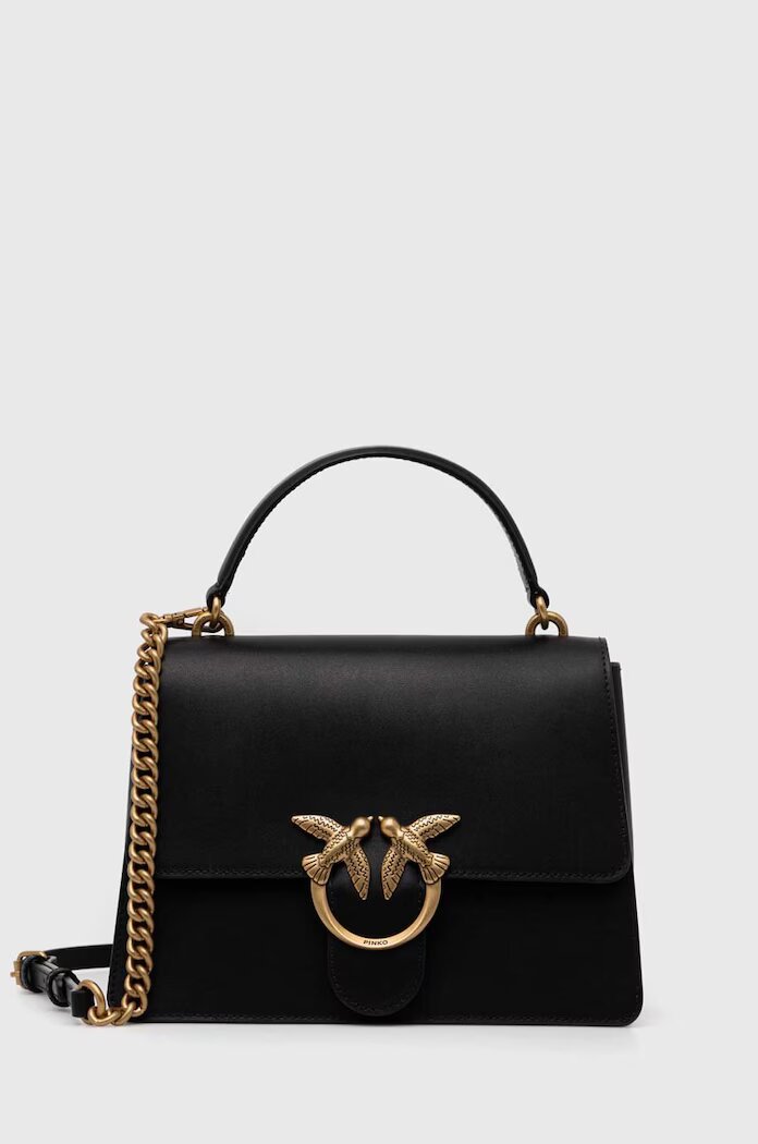 Pinko чанта crossbody дамска от кожа черна 100066 A0F1