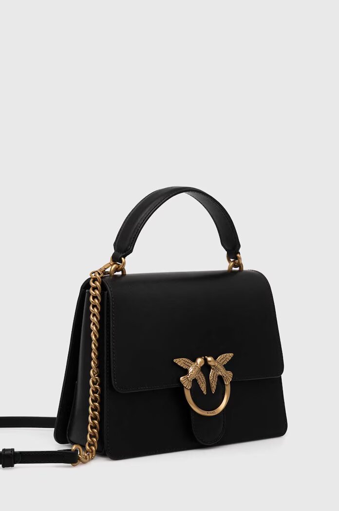 Pinko чанта crossbody дамска от кожа черна 100066 A0F1