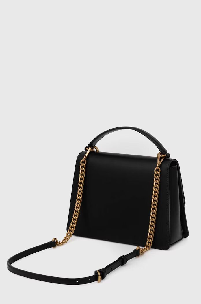 Pinko чанта crossbody дамска от кожа черна 100066 A0F1