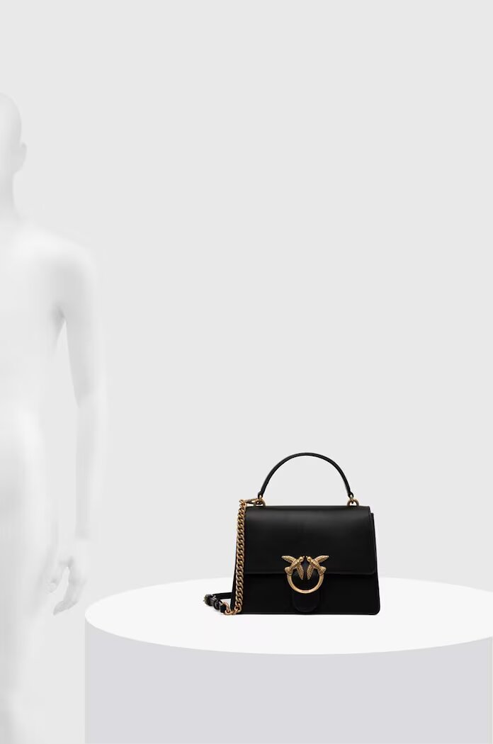 Pinko чанта crossbody дамска от кожа черна 100066 A0F1