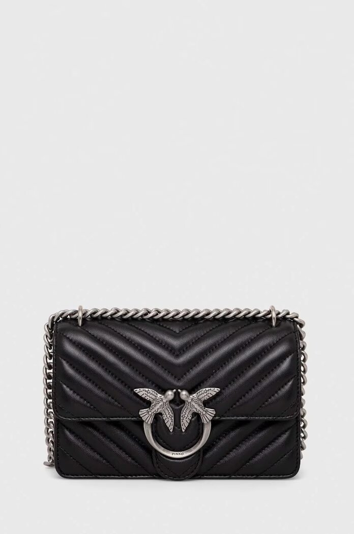 Pinko чанта crossbody дамска от кожа черна 100074 A0GK