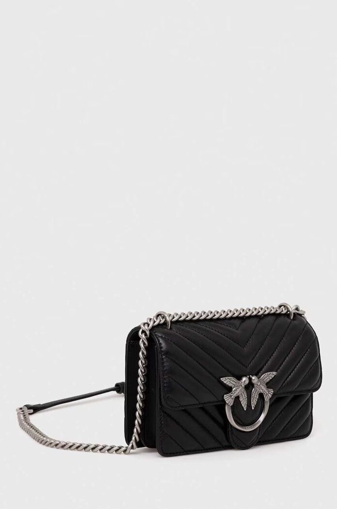 Pinko чанта crossbody дамска от кожа черна 100074 A0GK