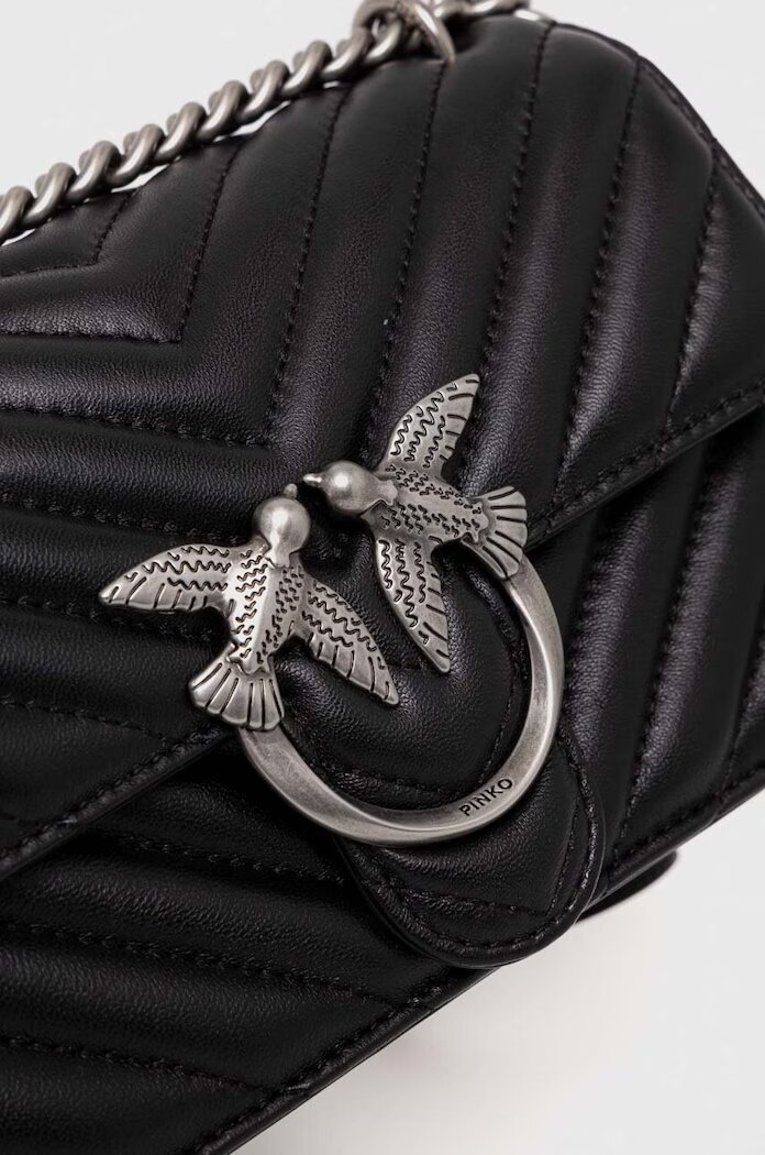 Pinko чанта crossbody дамска от кожа черна 100074 A0GK