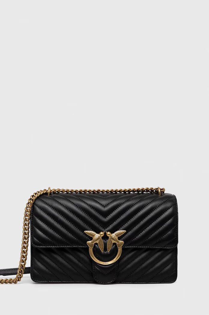 Pinko чанта crossbody дамска от кожа черна 100941 A0GK