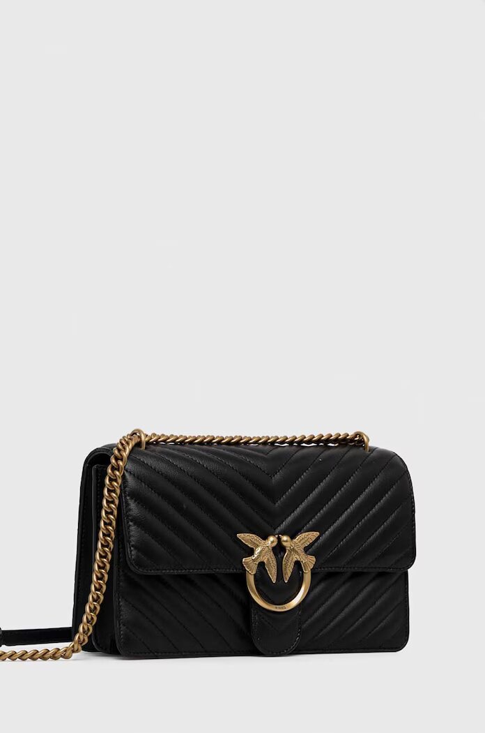 Pinko чанта crossbody дамска от кожа черна 100941 A0GK