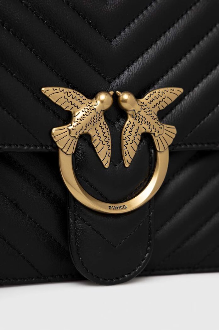 Pinko чанта crossbody дамска от кожа черна 100941 A0GK