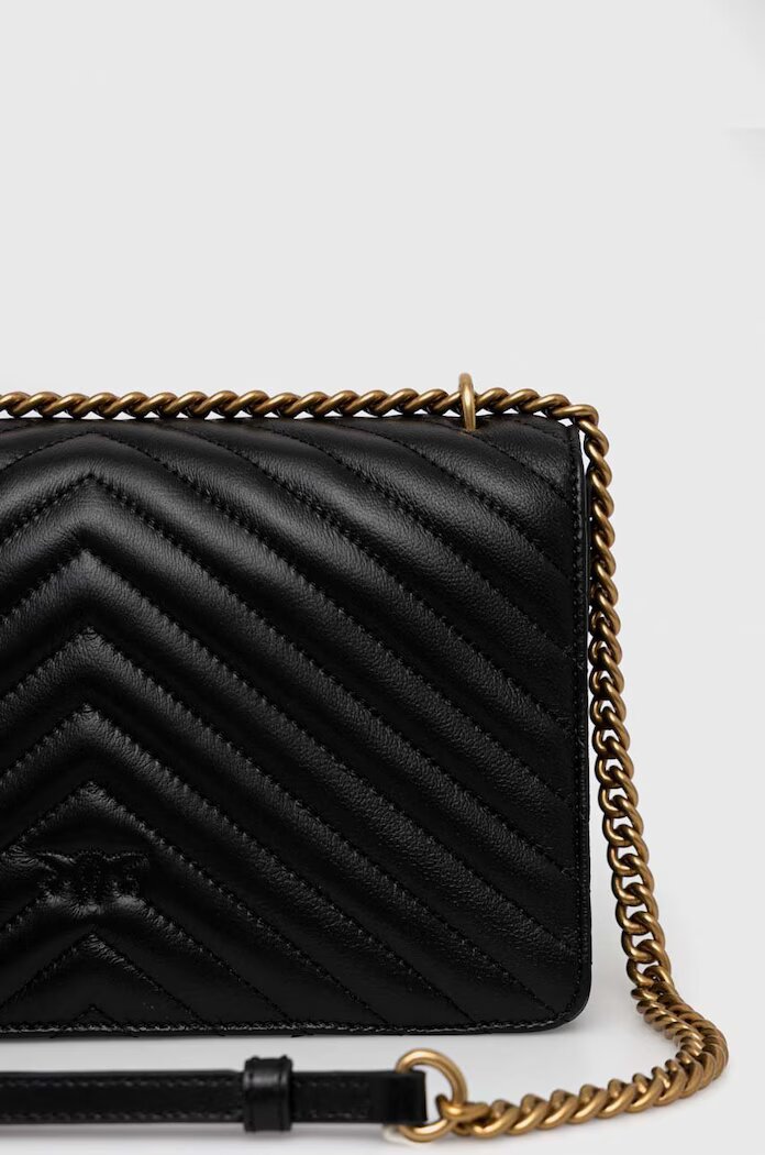 Pinko чанта crossbody дамска от кожа черна 100941 A0GK