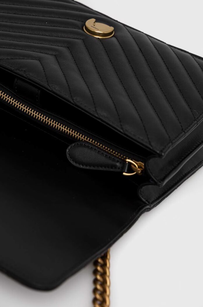 Pinko чанта crossbody дамска от кожа черна 100941 A0GK