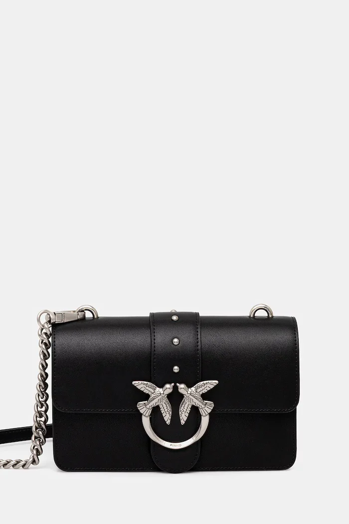 Pinko чанта crossbody дамска от кожа черна 105856 A0F1