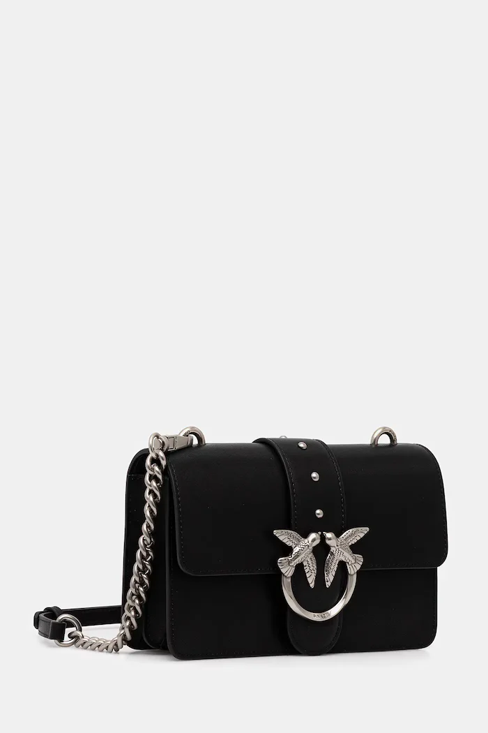 Pinko чанта crossbody дамска от кожа черна 105856 A0F1