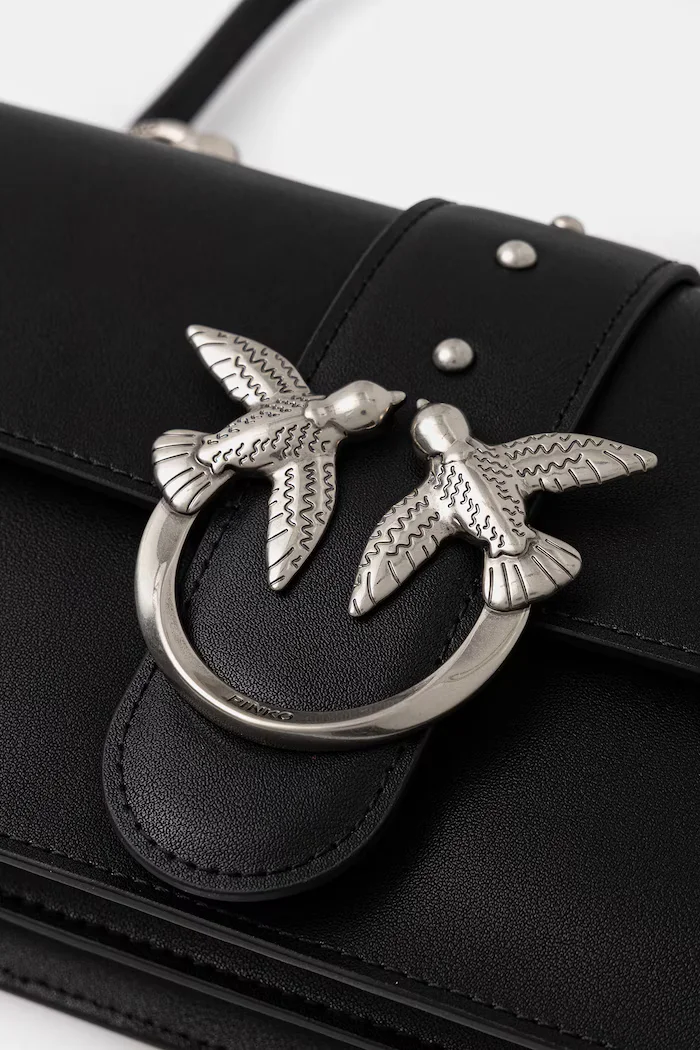 Pinko чанта crossbody дамска от кожа черна 105856 A0F1