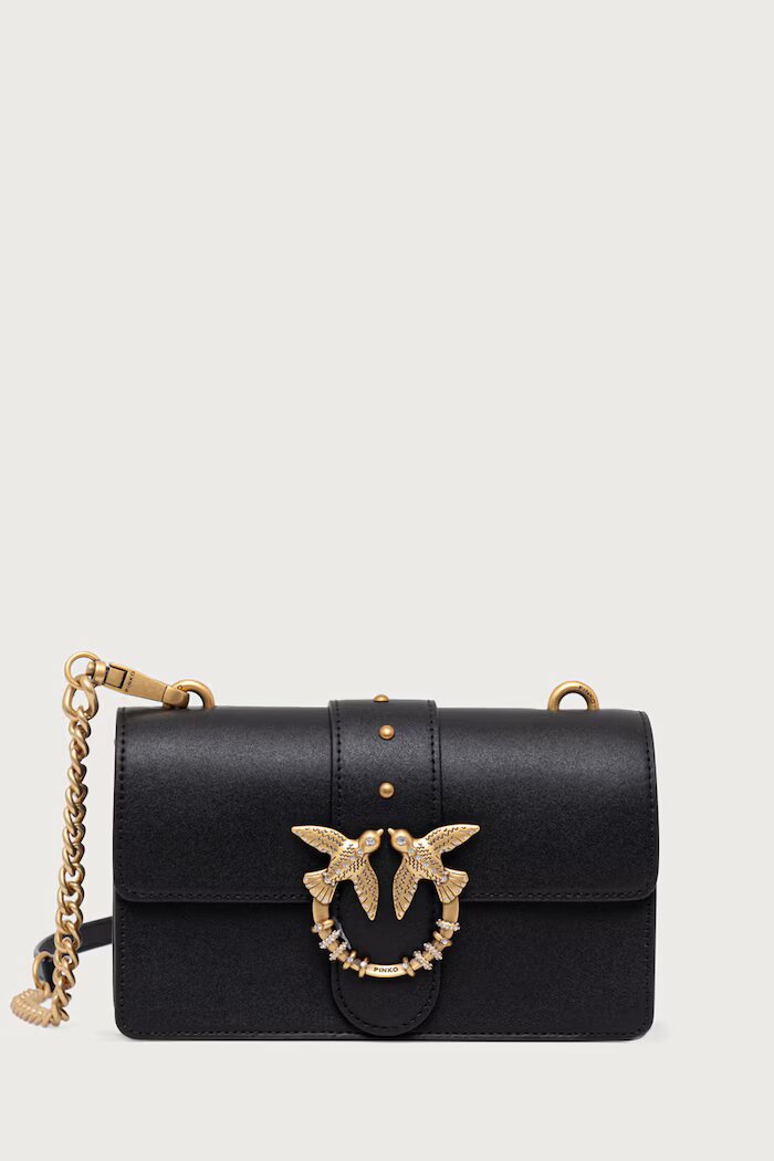 Pinko чанта crossbody дамска от кожа черна 107071 A0F1