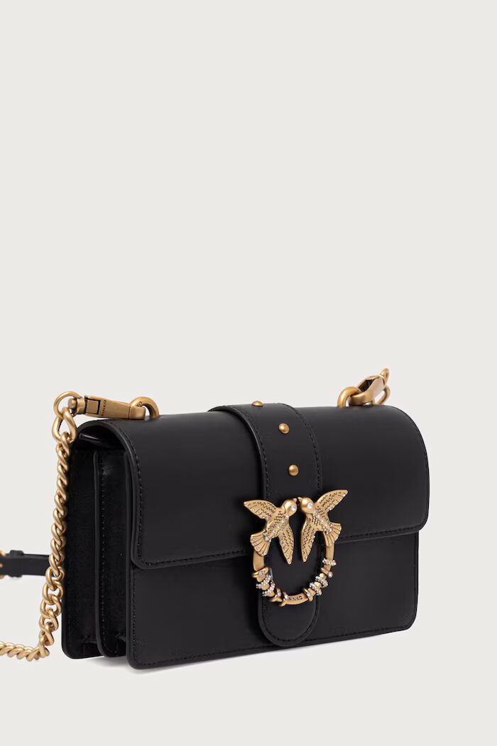 Pinko чанта crossbody дамска от кожа черна 107071 A0F1