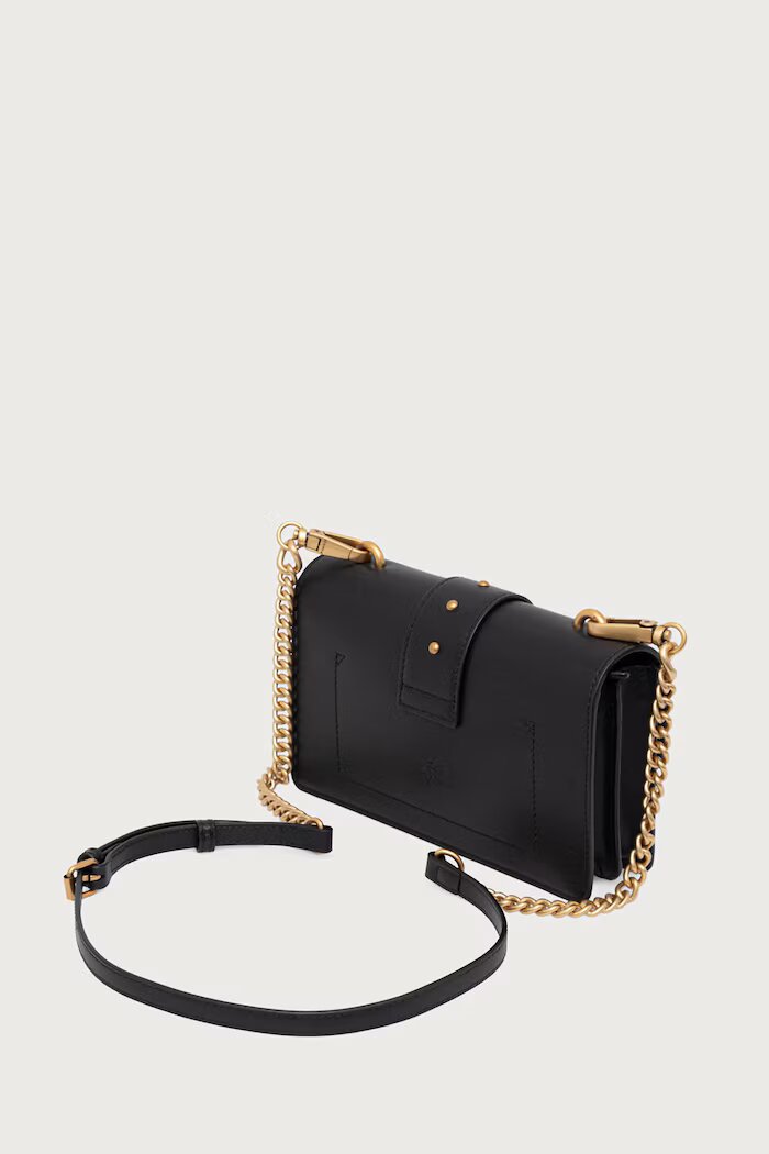 Pinko чанта crossbody дамска от кожа черна 107071 A0F1
