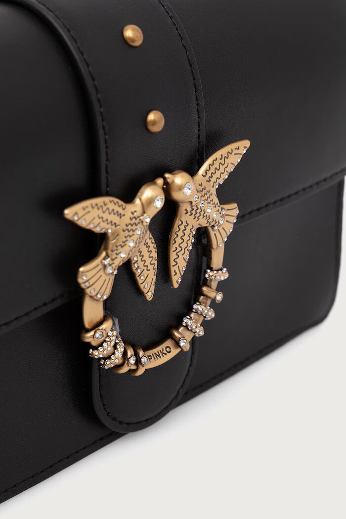 Pinko чанта crossbody дамска от кожа черна 107071 A0F1