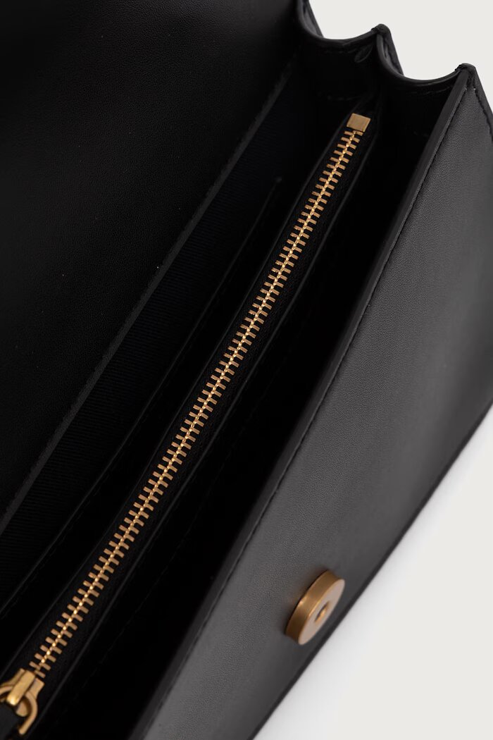 Pinko чанта crossbody дамска от кожа черна 107071 A0F1