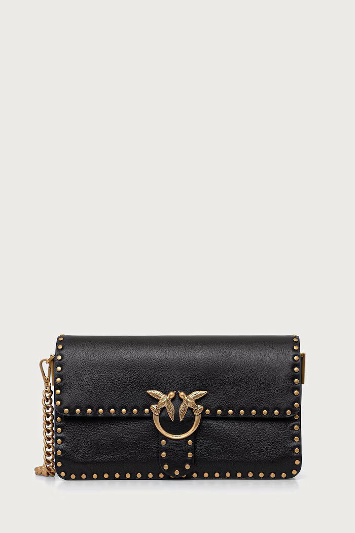 Pinko чанта crossbody дамска от кожа черна 107664 A2JG