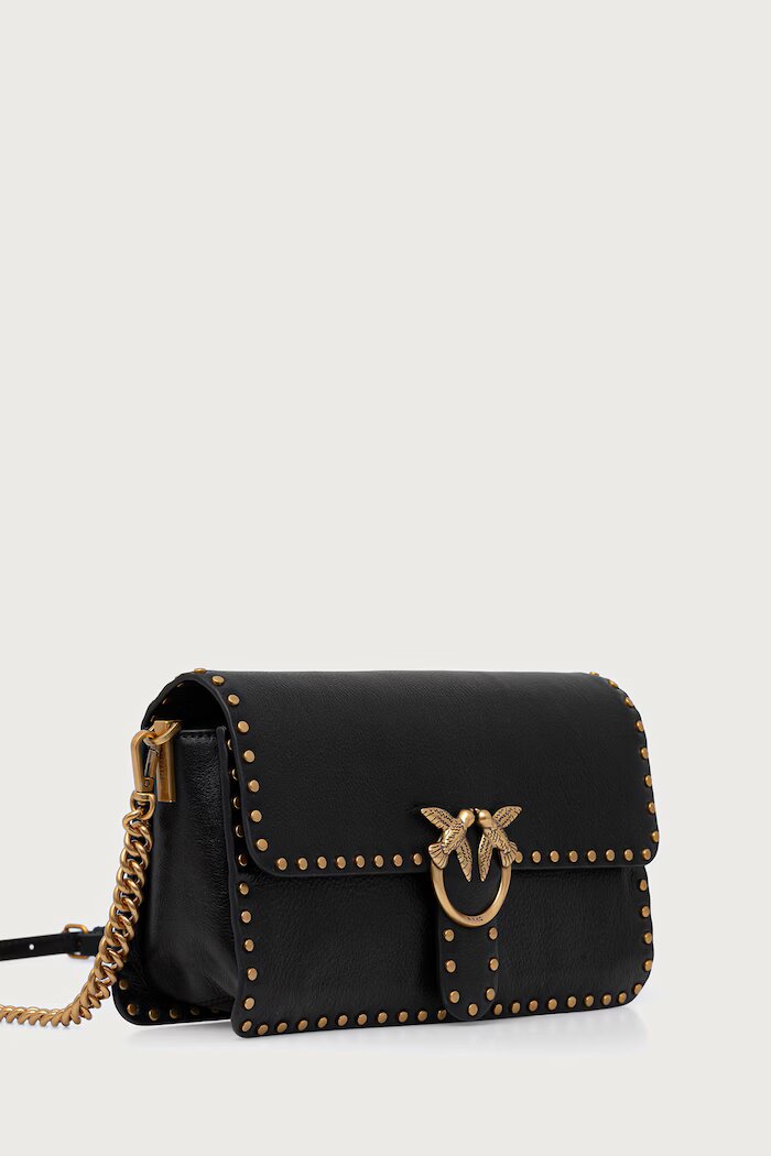 Pinko чанта crossbody дамска от кожа черна 107664 A2JG
