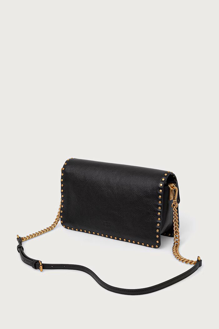 Pinko чанта crossbody дамска от кожа черна 107664 A2JG