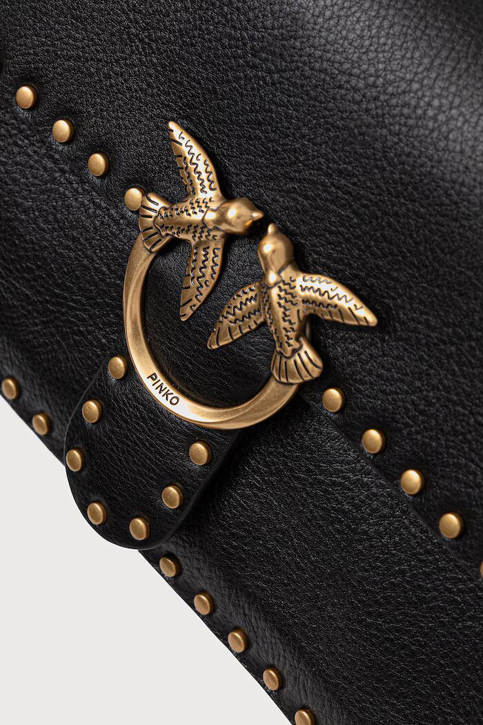 Pinko чанта crossbody дамска от кожа черна 107664 A2JG