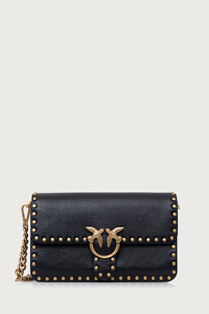 Pinko чанта crossbody дамска от кожа черна 107665 A2JG