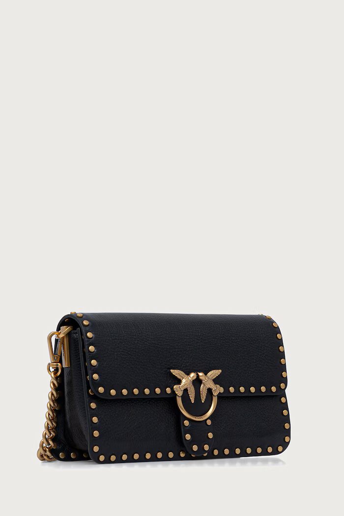 Pinko чанта crossbody дамска от кожа черна 107665 A2JG