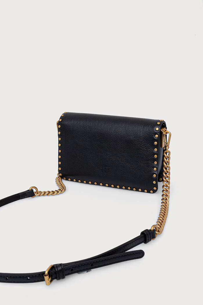 Pinko чанта crossbody дамска от кожа черна 107665 A2JG
