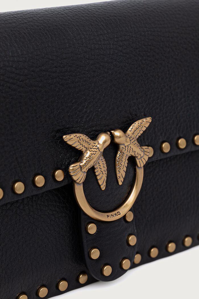 Pinko чанта crossbody дамска от кожа черна 107665 A2JG
