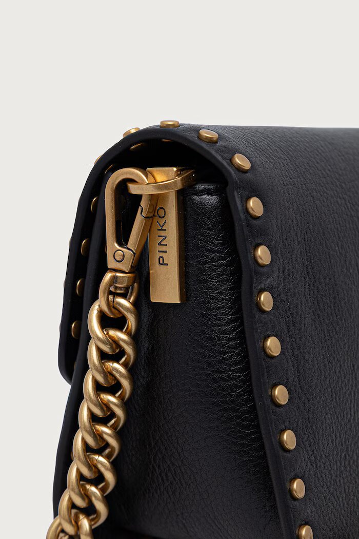 Pinko чанта crossbody дамска от кожа черна 107665 A2JG