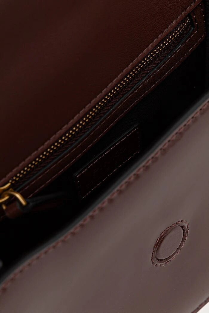 Pinko чанта crossbody дамска от кожа кафява 104297 A1EN