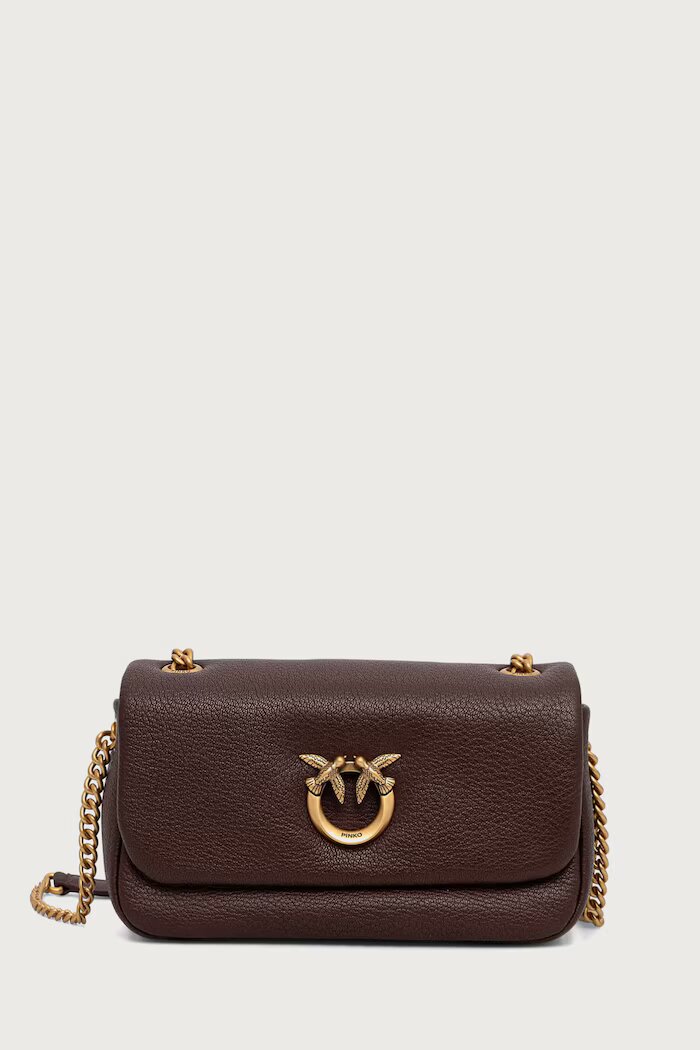 Pinko чанта crossbody дамска от кожа кафява 107038 A3CX