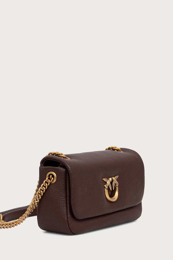 Pinko чанта crossbody дамска от кожа кафява 107038 A3CX