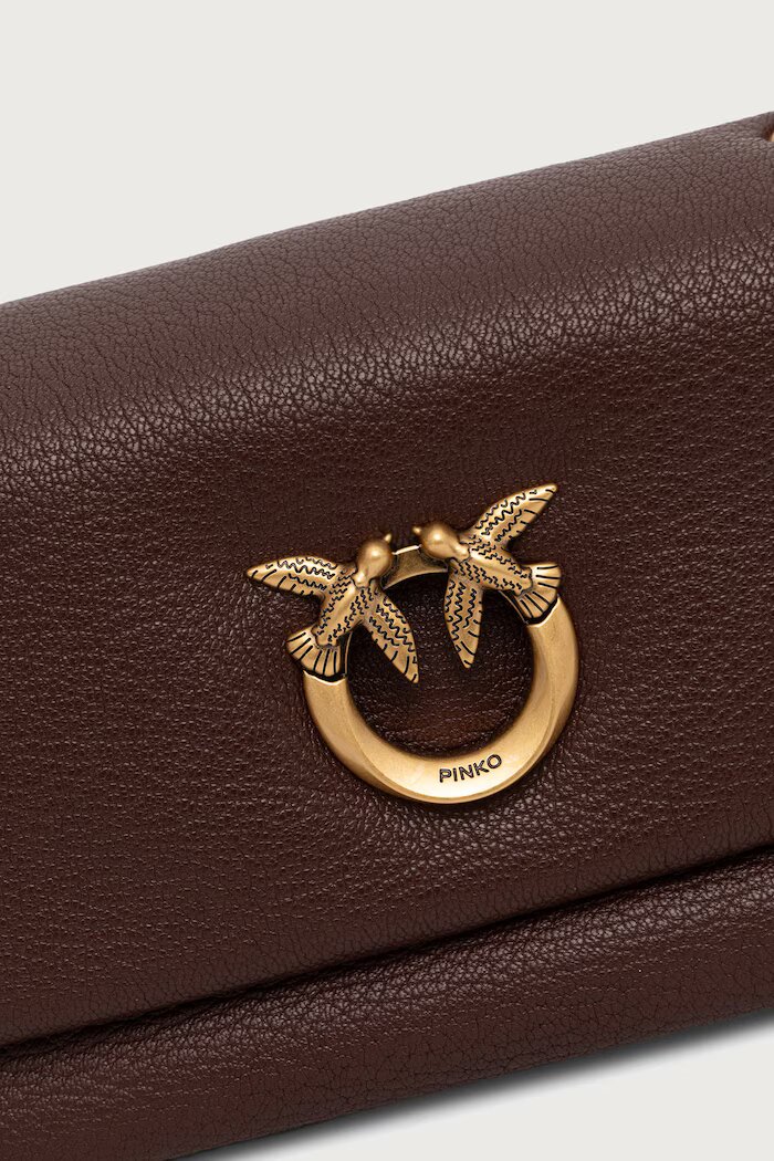 Pinko чанта crossbody дамска от кожа кафява 107038 A3CX