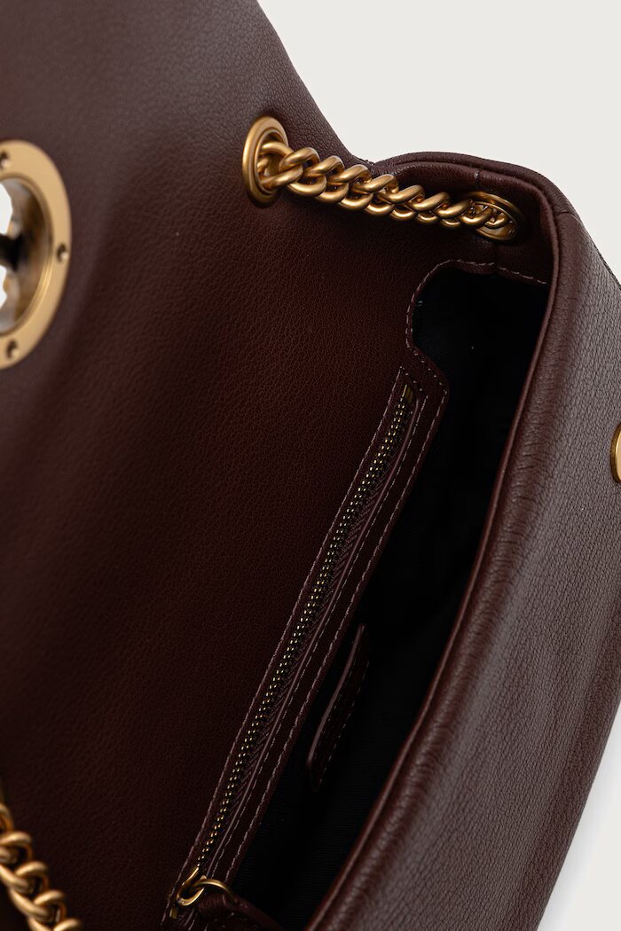 Pinko чанта crossbody дамска от кожа кафява 107038 A3CX