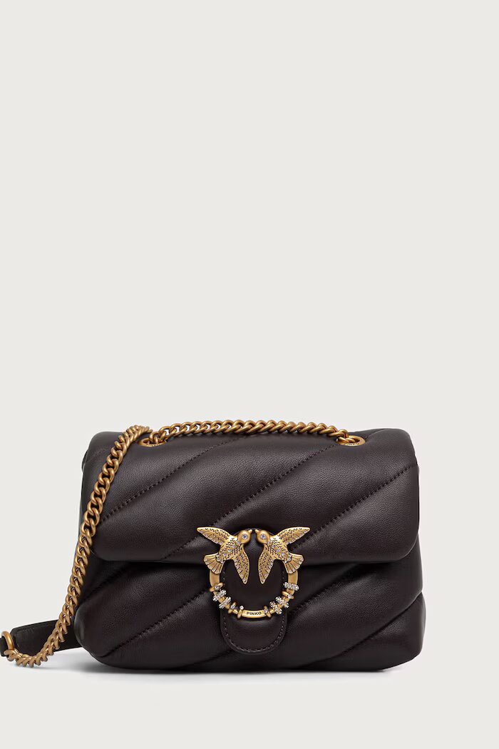 Pinko чанта crossbody дамска от кожа кафява 107058 A0F2