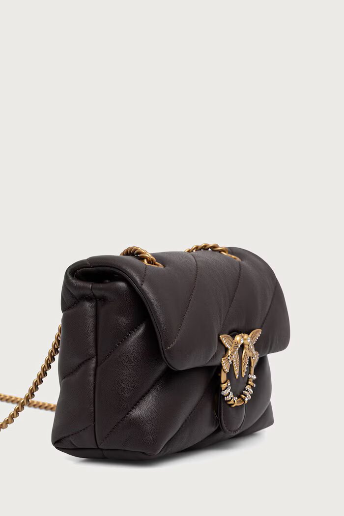 Pinko чанта crossbody дамска от кожа кафява 107058 A0F2