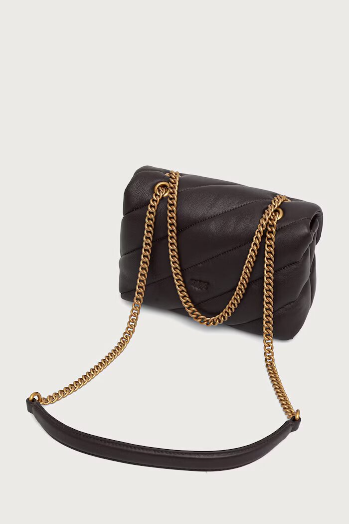 Pinko чанта crossbody дамска от кожа кафява 107058 A0F2