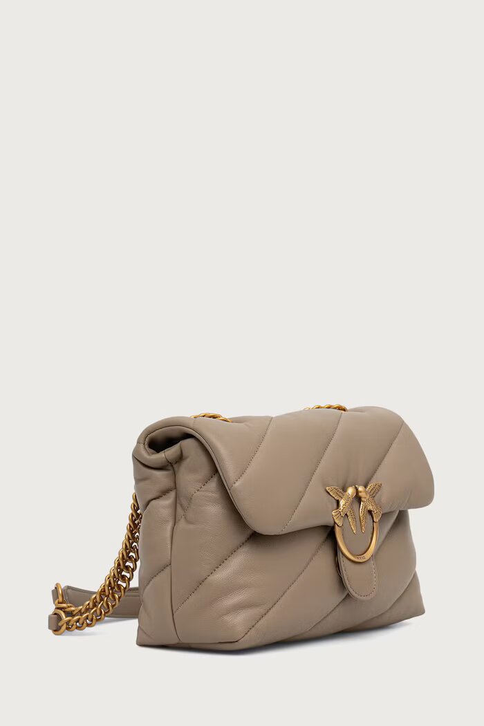 Pinko чанта crossbody дамска от кожа сива 100038 A0F2