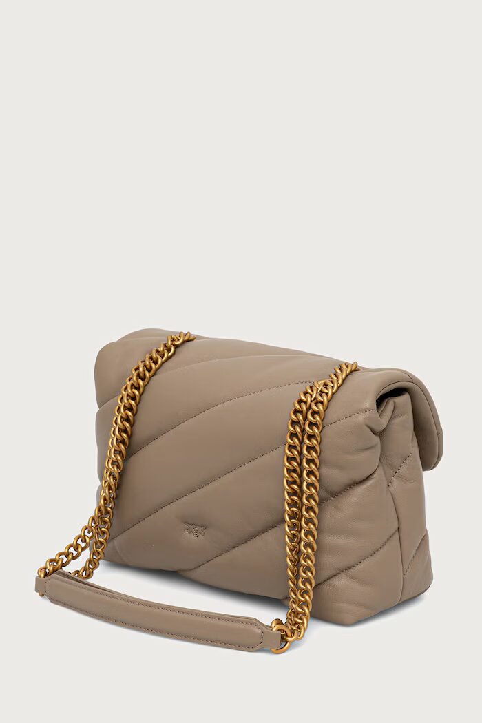 Pinko чанта crossbody дамска от кожа сива 100038 A0F2