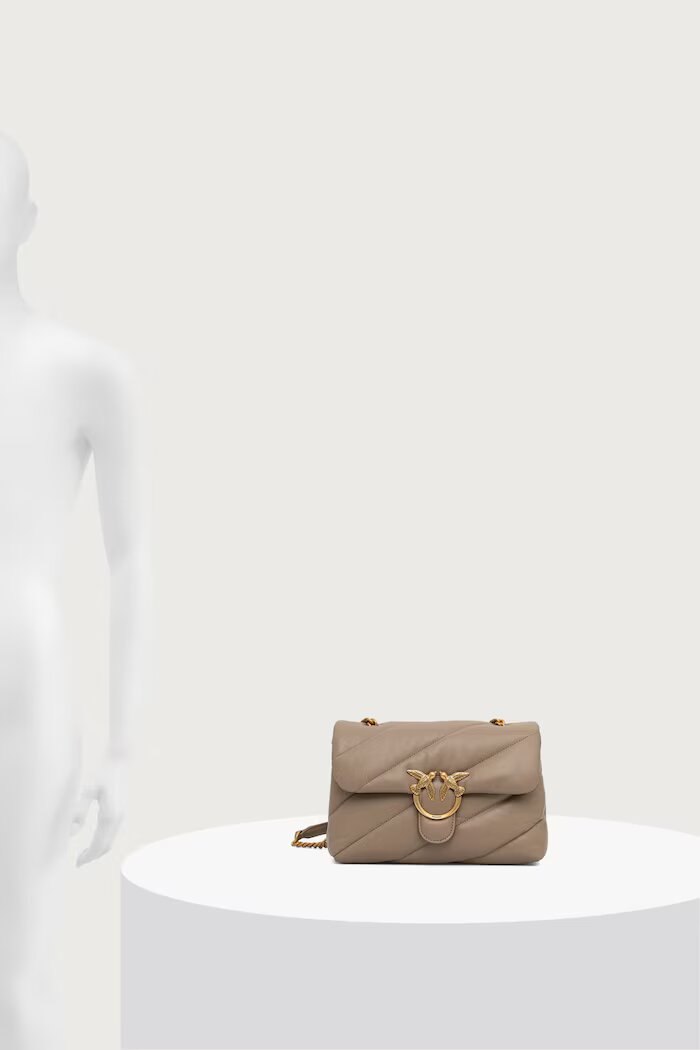 Pinko чанта crossbody дамска от кожа сива 100038 A0F2