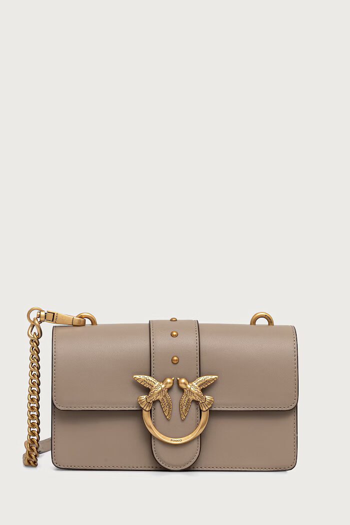 Pinko чанта crossbody дамска от кожа сива 105856 A0F1