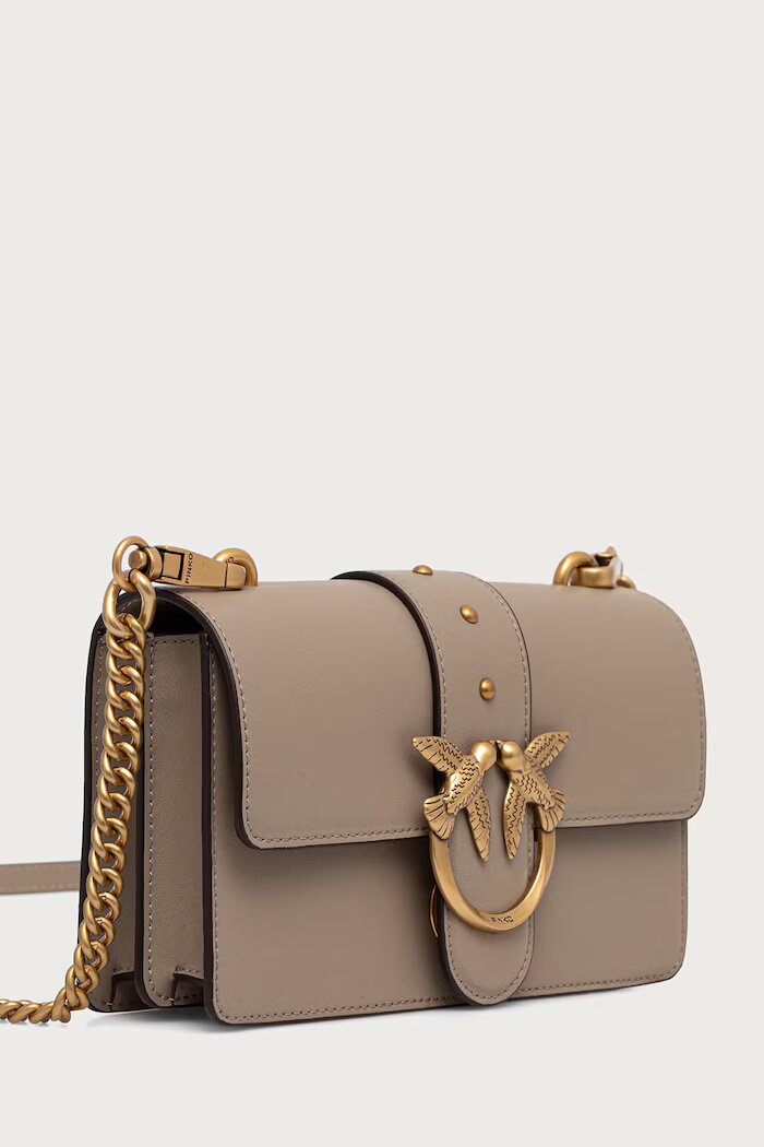 Pinko чанта crossbody дамска от кожа сива 105856 A0F1