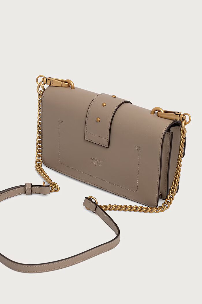 Pinko чанта crossbody дамска от кожа сива 105856 A0F1