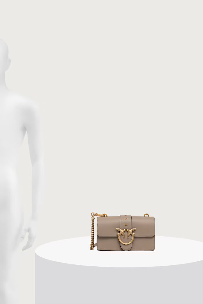 Pinko чанта crossbody дамска от кожа сива 105856 A0F1