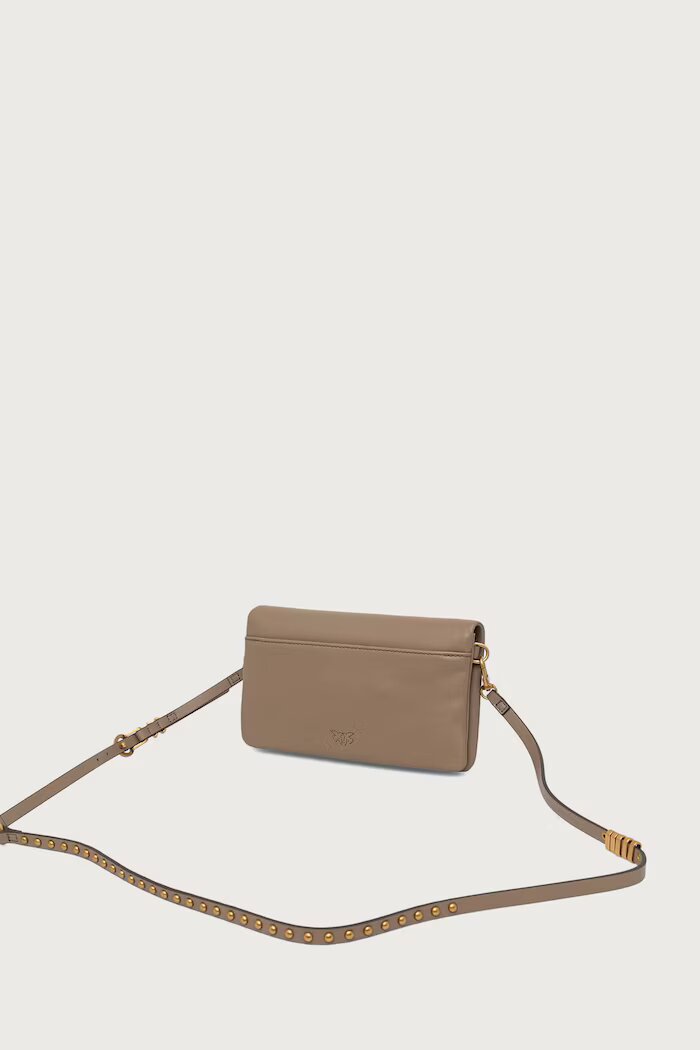 Pinko чанта crossbody дамска от кожа сива 106023 A0QO