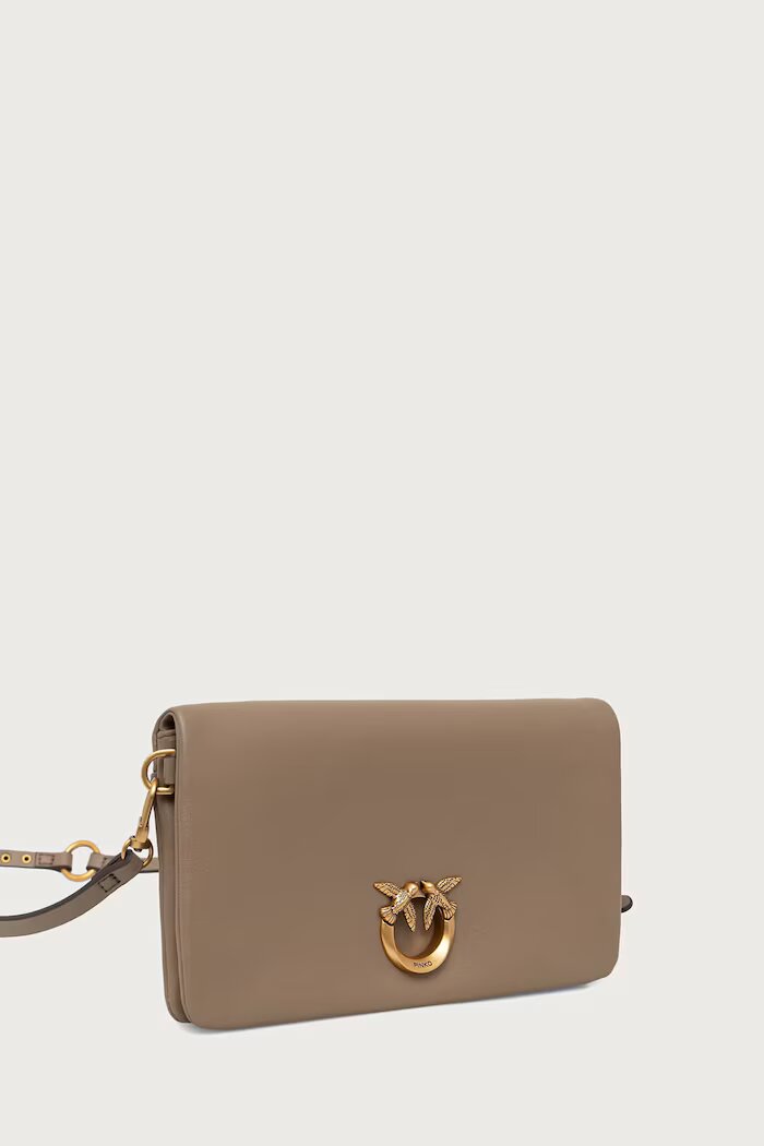 Pinko чанта crossbody дамска от кожа сива 106023 A0QO